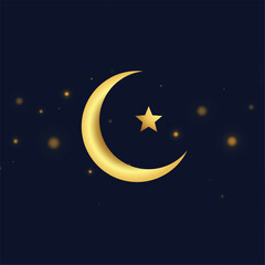 Obraz na płótnie Canvas golden islamic crescent symbol background with shiny effect