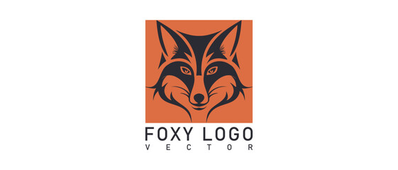Vector simple stencil of a foxy on a white isolated background. Square logo, sticker or badge. Sly Fox.