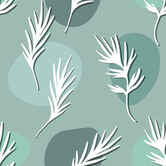 Floral seamless with hand drawn color leaves. Cute autumn background. Tropic blue branches. Modern floral compositions. Fashion vector stock illustration for wallpaper, poster, card, fabric, textile.