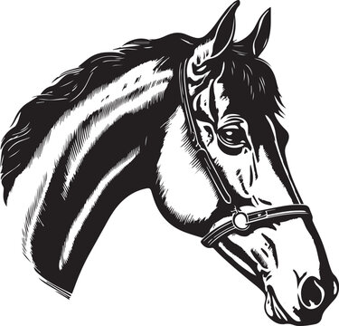 Retro Horse head Vector illustration, on a white background, SVG	