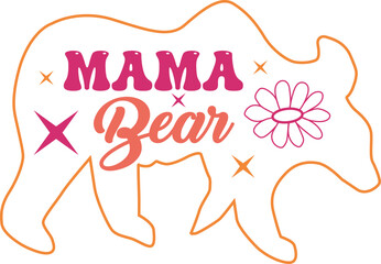 Mama bear with flower outline t-shirt, mug, bag, sicker design