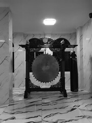 Bedug At Taubah Mosque used among Muslims in Indonesia to signal mosque prayer times, made of logs and cowhide is commonly used as a port for Muslim celebrations. : Karawang, Indonesia : March 5, 2023
