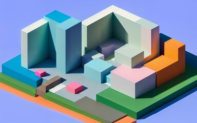 3D City Model with Colorful Buildings