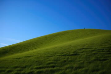 serene landscape with a grassy hill and blue sky Generative AI
