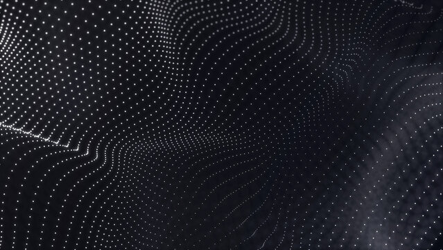 Digital wave with many dots. Abstract backdrop of dynamic wave. Technology or science banner. 3d widescreen