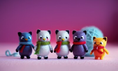 Five cute stuffed animals lined up