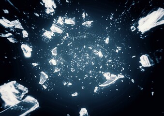 Abstract background with star exploding and flying debris