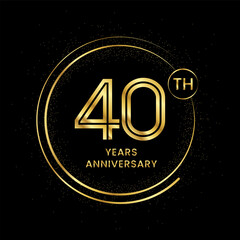 40 years anniversary with golden circle glitter and double circle line vector template