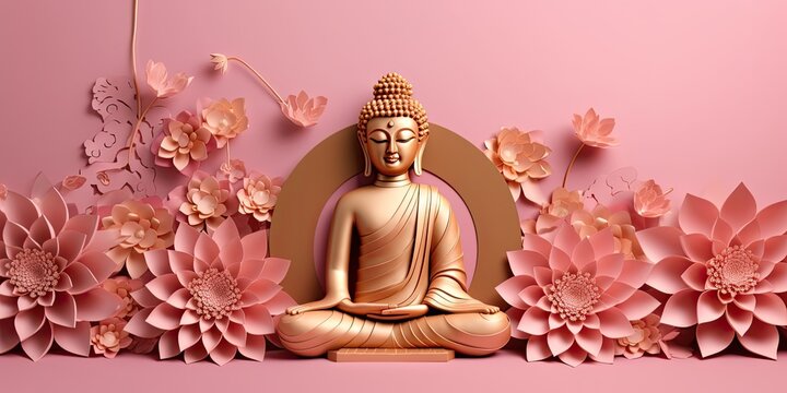 vesak day budha statue purnima with generative ai

