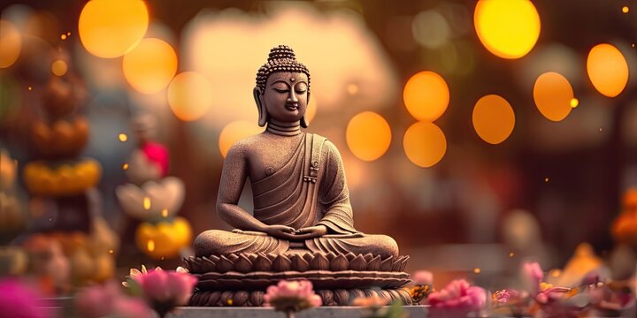 vesak day budha statue purnima with generative ai

