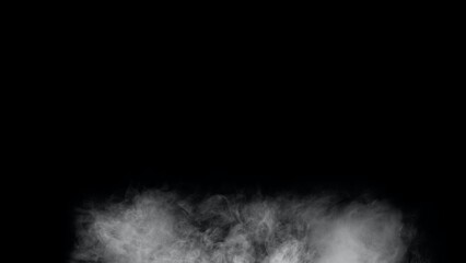 White smoke or fog isolated on black background.