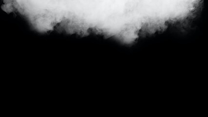 White smoke or fog isolated on black background.