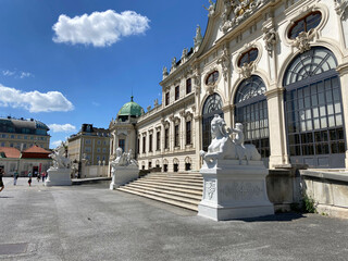 Belvedere Palace, Belvedere Palace building and gardens and  statues, Vienna, Austria