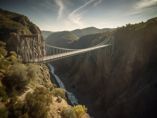 Majestic Span: The Modern Suspension Bridge and Nature's Beauty