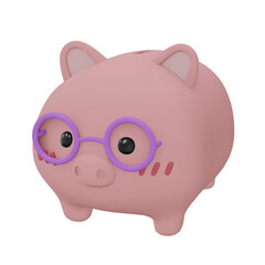 Piggy Bank Icon. Financial Icon for Business, Banking,  Investment and Money saving concepts.  Minimal style 3D Illustration.