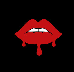 Red dripping lips icon illustration design