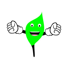 leaf cartoon illustration with various expression 