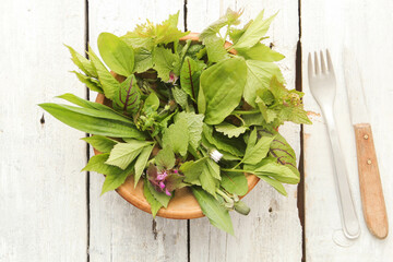 Wildkräuter Salat Schale Blatt Blätter 