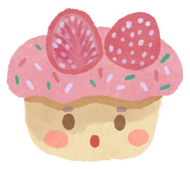 cute cartoon image cake cupcake watercolor