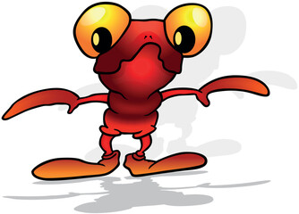 Funny Red Extraterrestrial with Big Yellow Eyes