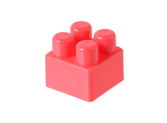 Small plastic building blocks on white background