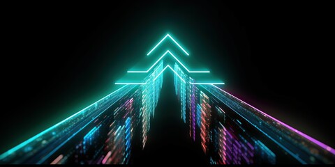 3d render abstract futuristic neon background with glowing ascending lines Fantastic wallpaper