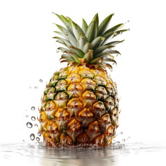 a pineapple that falls into the water