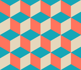 Seamless geometric 3d pattern with color cubes