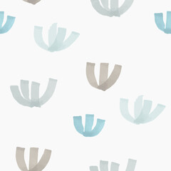 Seamless modern hand drawn pattern with abstract floral elements