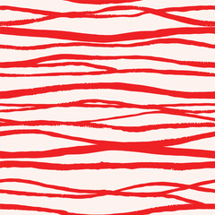 Seamless pattern with red hand drawn lines