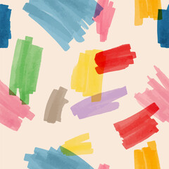 Seamless modern pattern with color hand drawn stains