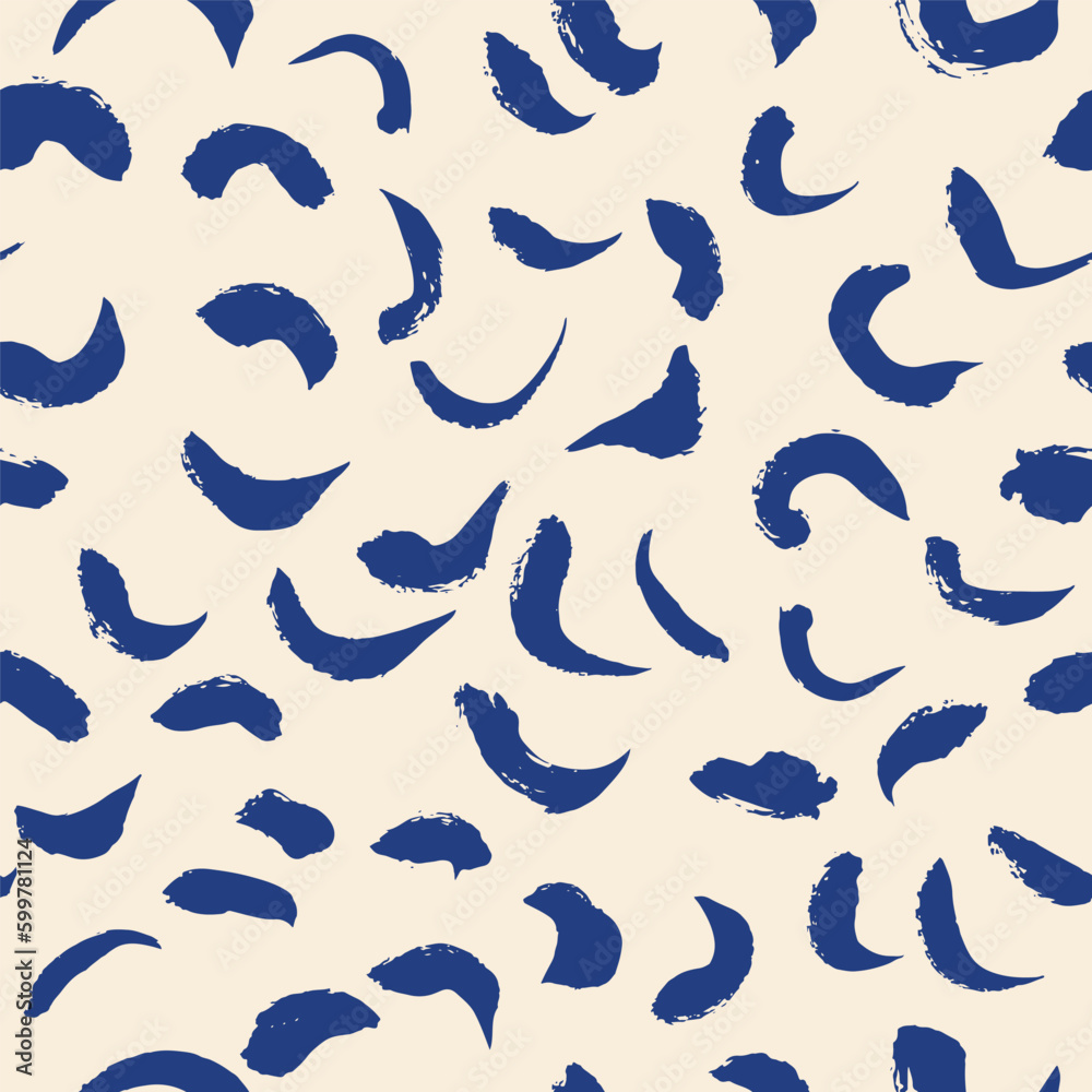 Poster abstract seamless pattern with blue paint strokes
