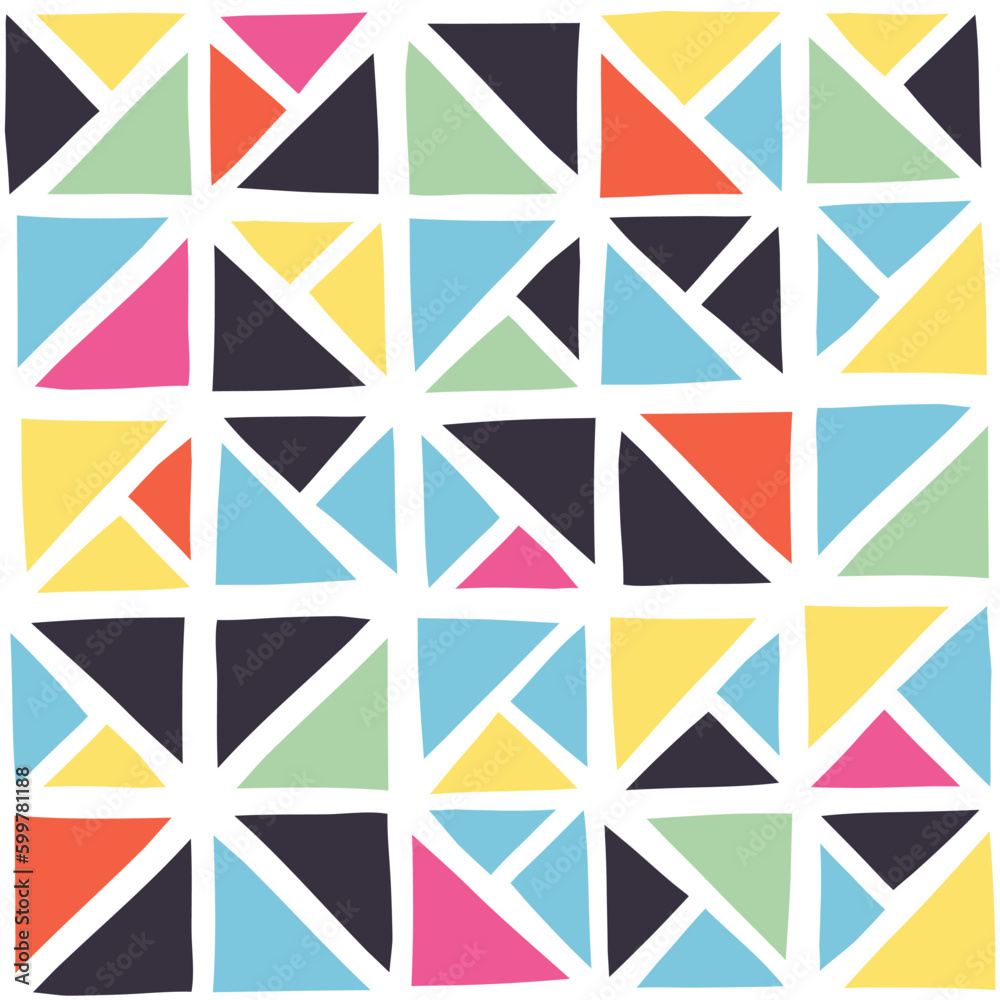 Poster Seamless geometric pattern with color triangles