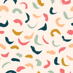 Seamless abstract pattern with hand drawn color strokes