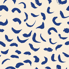 Abstract seamless pattern with blue paint strokes