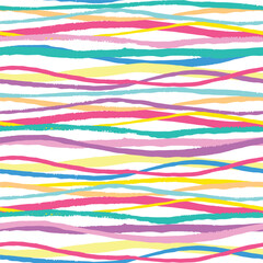Seamless pattern with colorful hand drawn lines
