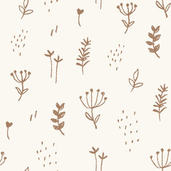Seamless pattern with hand drawn floral elements - 599781150