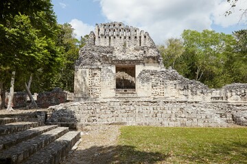 Fototapeta na wymiar The Mayan Ruins of Chicanna in Campeche, Mexico, Best Known for its Huge Earth Monster Building