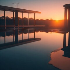 Sunrise Splendor: Warm Hues of a Poolside Retreat at a Luxury Hotel