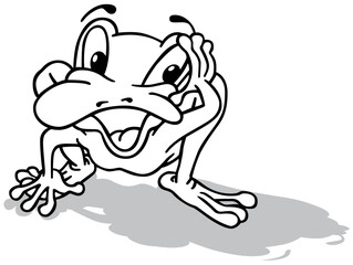 Drawing of a Surprised Frog with its Mouth Open