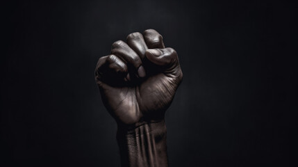AI Generated Image. Fist of Afro-American Protestors on a black background. Black Lives Matter concept - 599783160