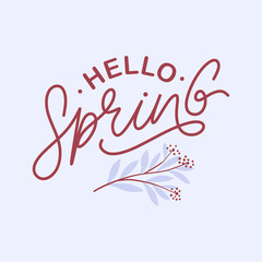 Obraz na płótnie Canvas Hello spring typography slogan for fashion t shirt printing, tee graphic design, vector illustration.