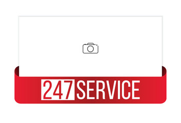 247 Service message on ribbon banner. Vector illustration.