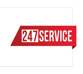 247 Service message on ribbon banner. Vector illustration.
