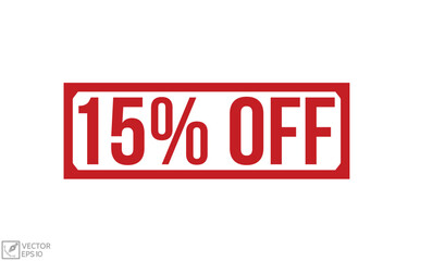 15% Off rubber stamp vector illustration on white background. 15% Off rubber stamp