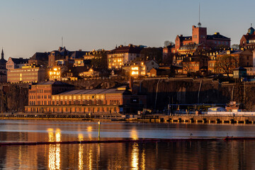 Stockholm, Sweden A view of the Sodermalm island at sunrise and the Baltic Sea.