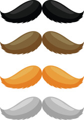 set of Moustache isolated on white Background. Vector illustration.	