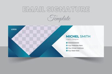 Corporate Email signature template or email footer and personal social media cover templates with an author photo place creative modern layout
