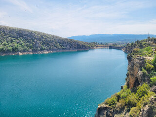Fototapeta na wymiar Embassament de Sant Antoni in Pallars Jussá. Route around the reservoir. Large reservoirs in Catalonia. 