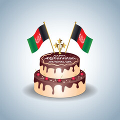 Flag Afghanistan National Day with a Cake .Background transparent